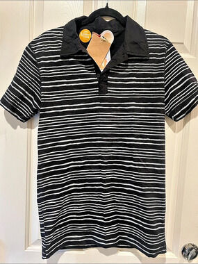 Bench Vintage Slim Tee Striped Polo Black & White